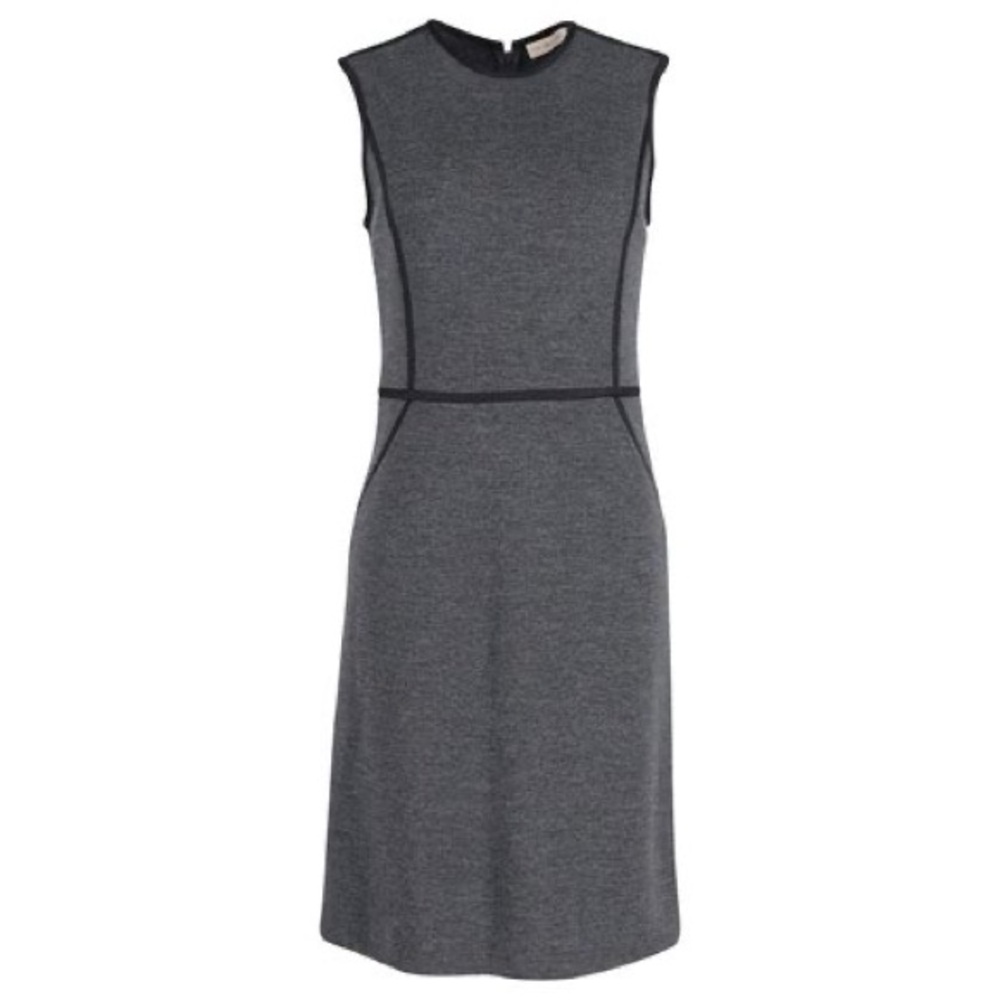 Tory Burch Grey Wool Sheath Dress with Black Trim Size Small